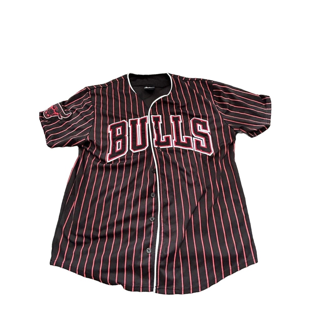NBA Mens Red Black Striped Chicago Bulls 66 Basketball Jersey Size‎ Large